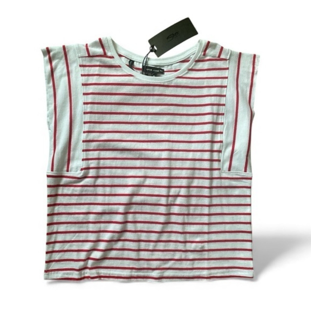 NWT Silver Jeans meet & greet style red & white striped cap sleeve shirt